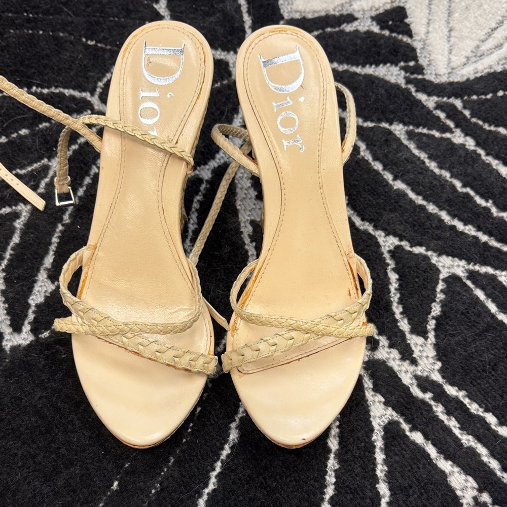 Dior Women's Cream Braided Sandals